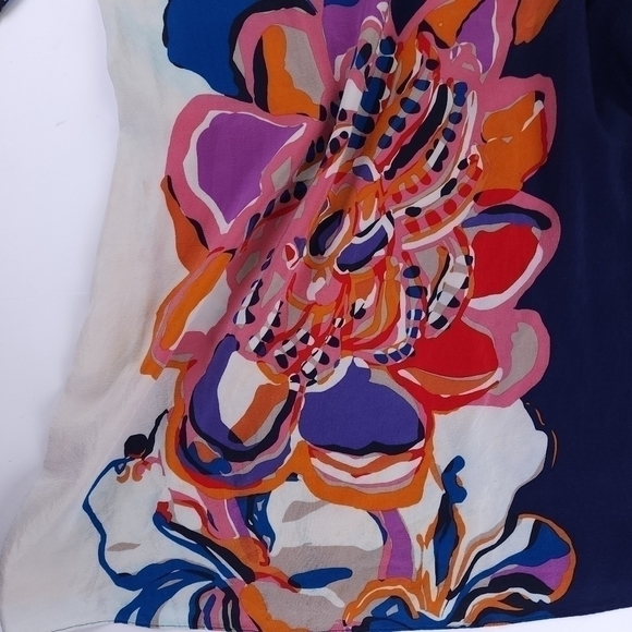 Maeve Anthropologie Blue Pink Orange Floral Silk Dress Sz S - Picture 12 of 16